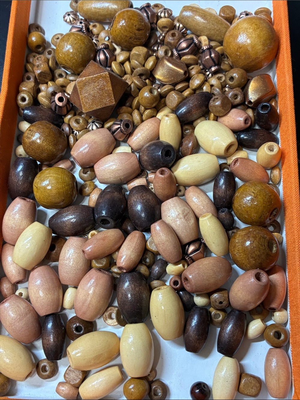 Mixed Wooden Bead Assortment in Brown, Tan & Cream